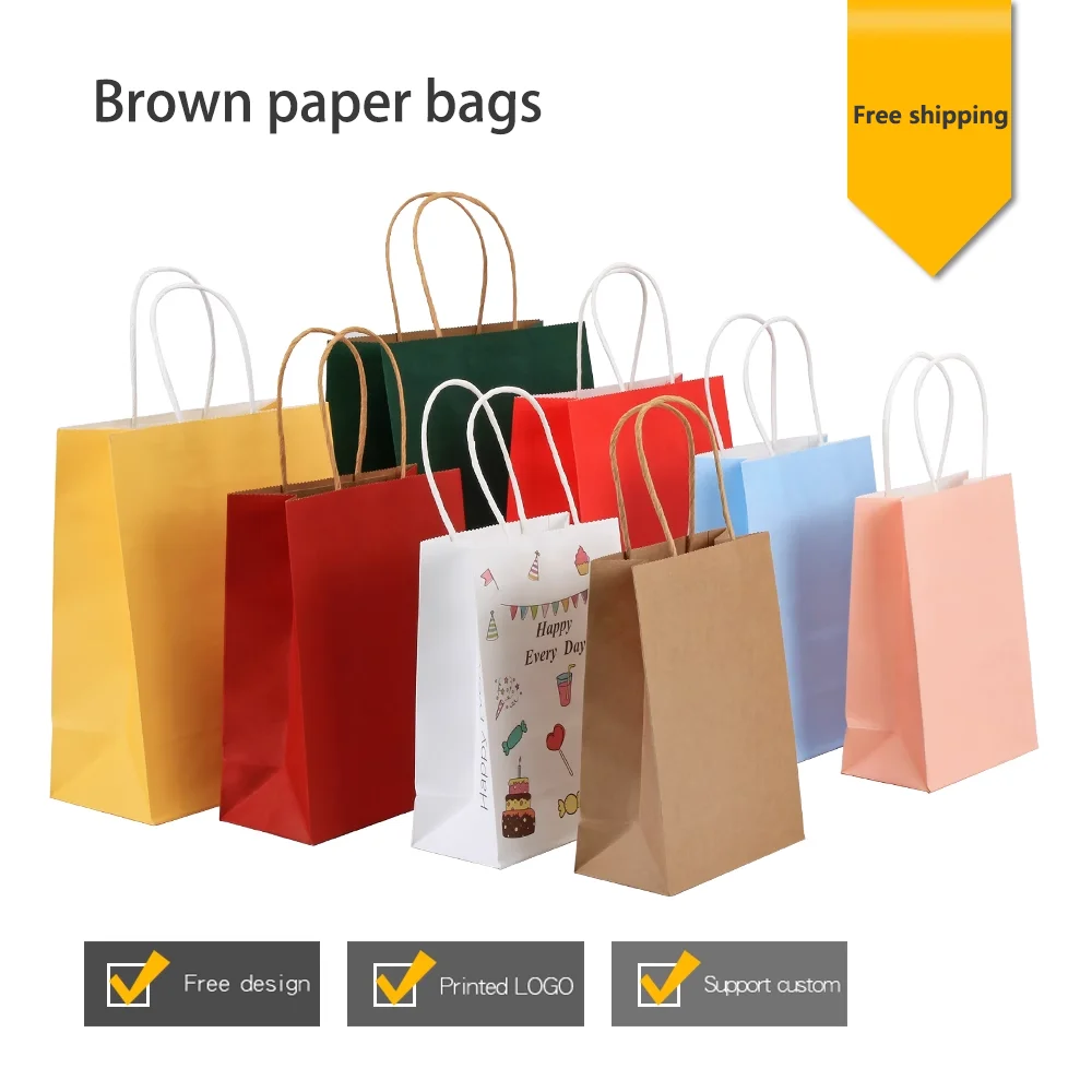 Customized kraft paper bag hand gift bag store packaging bag hand bag environmentally friendly paper bag printing logo