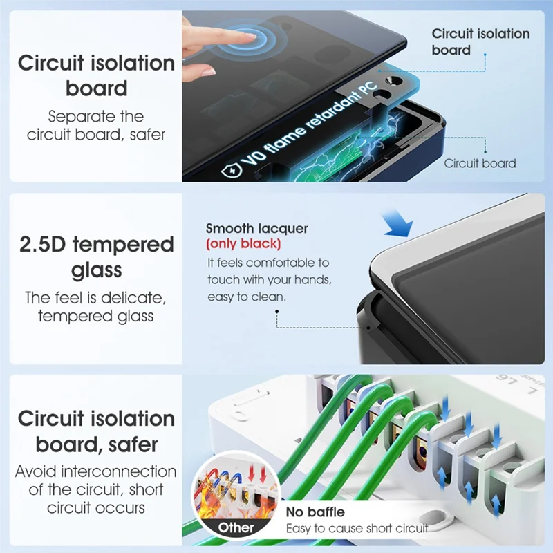 AB43-2-Way RF433 Remote Control Wall Touch Switch Fan Light Smart Switch Tuya Smart APP Voice Timing B