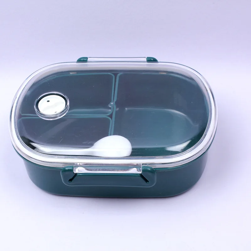 Adult Lunchbox Three Grid Microwave Oven Lunch Box Cartoon Small Fresh Student Office Lunch Bento Food Storage Box Container