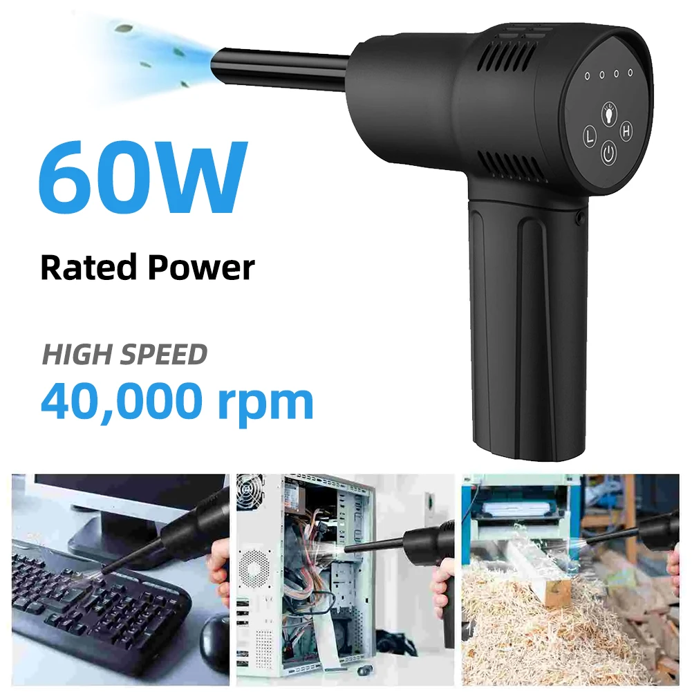 

2 in 1 Compressed Air Duster 40000rpm Cordless Air Blower Electric Air Duster Rechargeable Computer Keyboard Cleaner