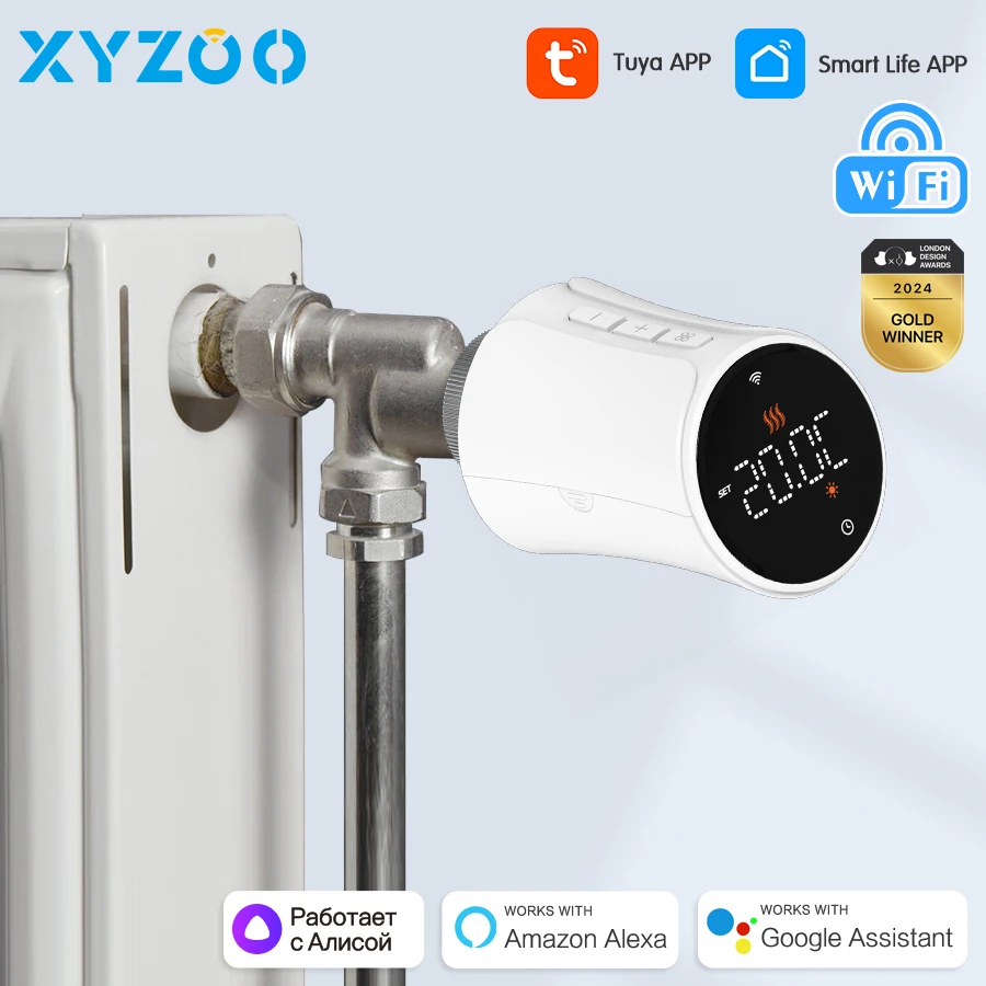 

Smart WiFi TRV Radiator Thermostatic Valve Tuya Actuator APP Remote Temperature Heating Controller Work with Alexa Google Home