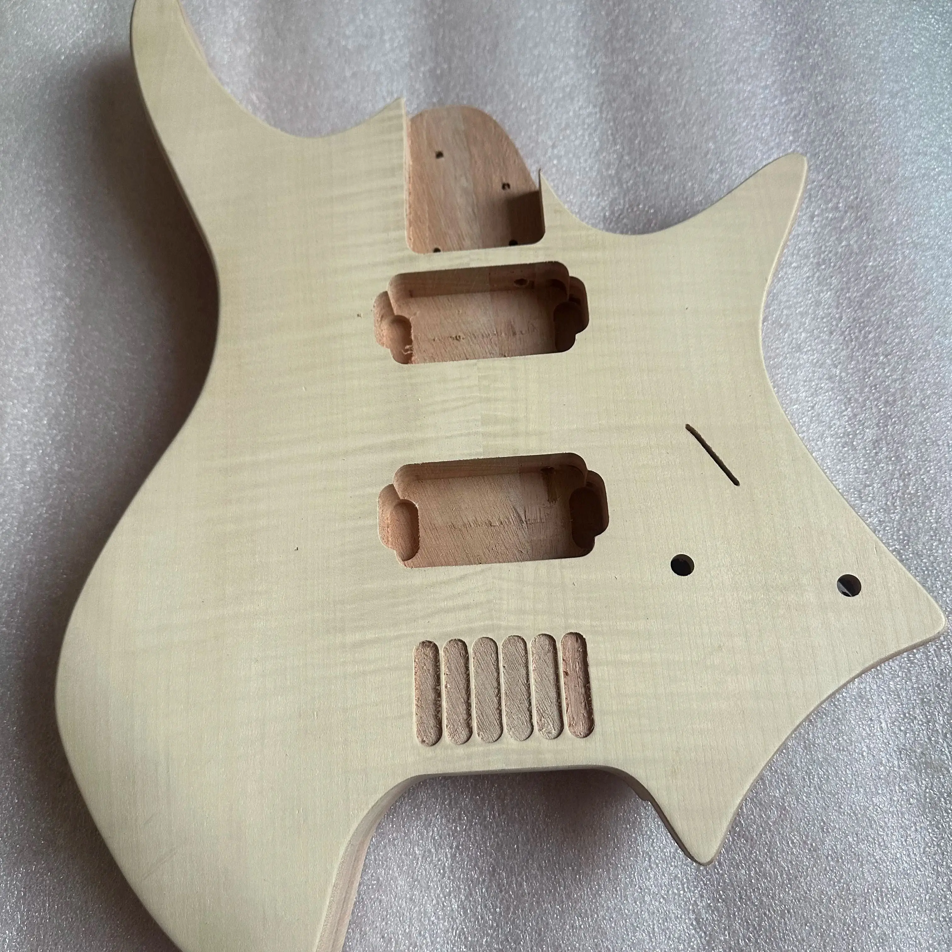 corps-de-guitare-electrique-sans-tete-en-bois-d'acajou-placage-d'erable-flamme-6-cordes-inacheve-baril-de-guitare-creux-avec-plaque-arriere