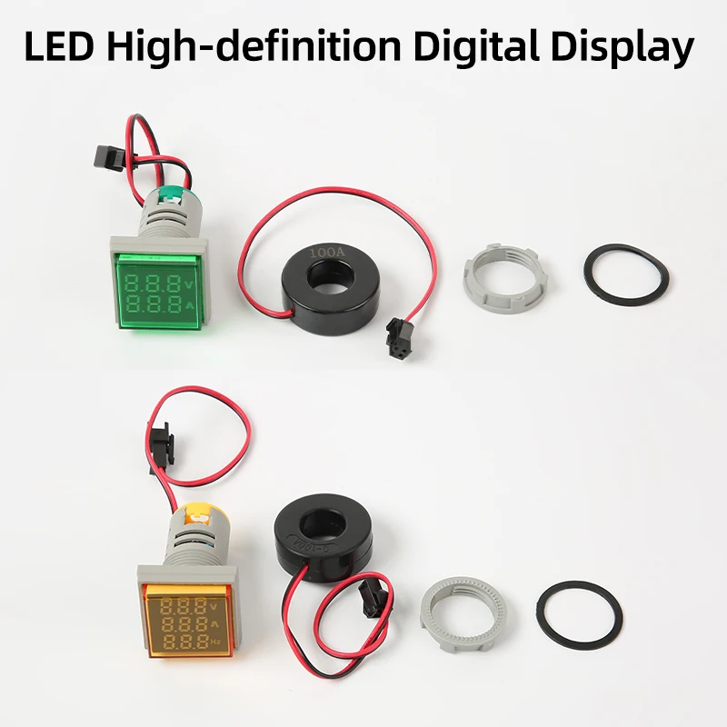 LED Mini Power Indicator Light Signaallamp Digitaal display Vierkant/rond Ampèremeter Voltmeter Thermometer Hertz Meter