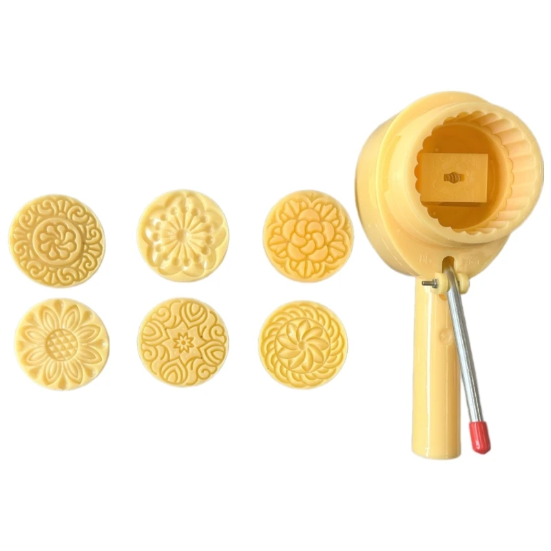 Portable Mooncakes Molds with 6 Stamp Efficient Baking Accessory 100g Mooncakes Press with 6 Stamp for Festival Treats