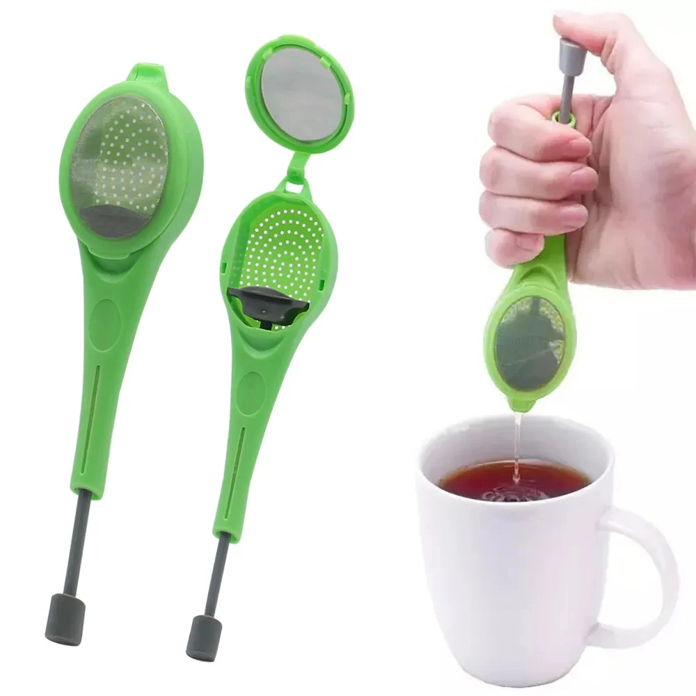 Tea Infuser Built-in plunger Healthy Intense Flavor Reusable Tea bag Plastic Tea&Coffee Strainer Measure Swirl Steep Stir&Press