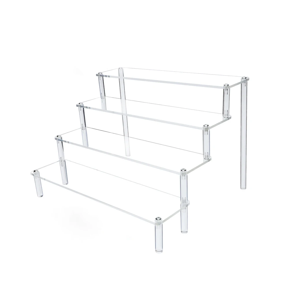 

1-5 Tier Acrylic Storage Rack for Perfume, Cosmetic, Clear Acrylic and Solid Wood Panel Display Stand for Collections