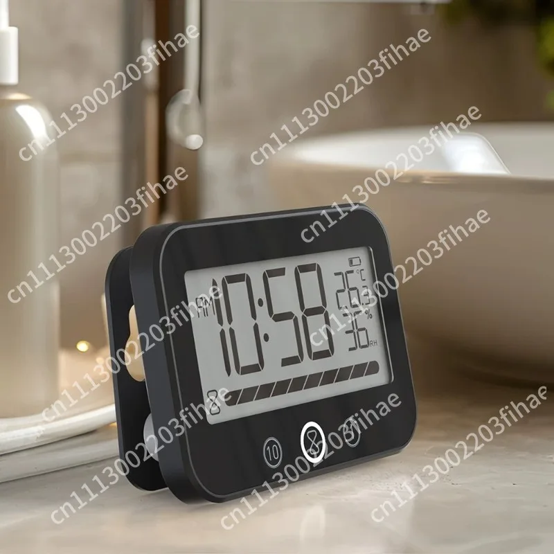 Thermohygrometer bathroom clock, waterproof and silent household kitchen countdown clock, bathroom suction cup, small wall clock