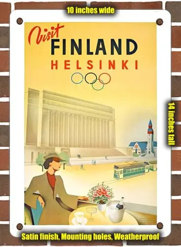 METAL SIGN - 1952 Visit Finland, Helsinki - 10x14 Inches