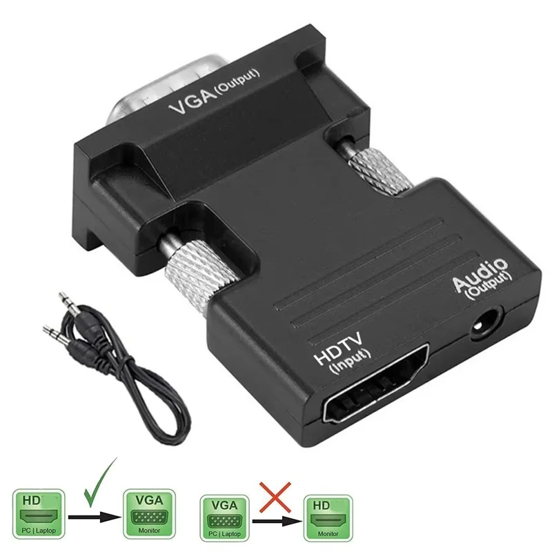 HDMI-compatible To VGA Converter With 3.5mm Audio Cable HDTV Female To VGA Male Adapter For PS4 Laptops PC TV Monitor Projector