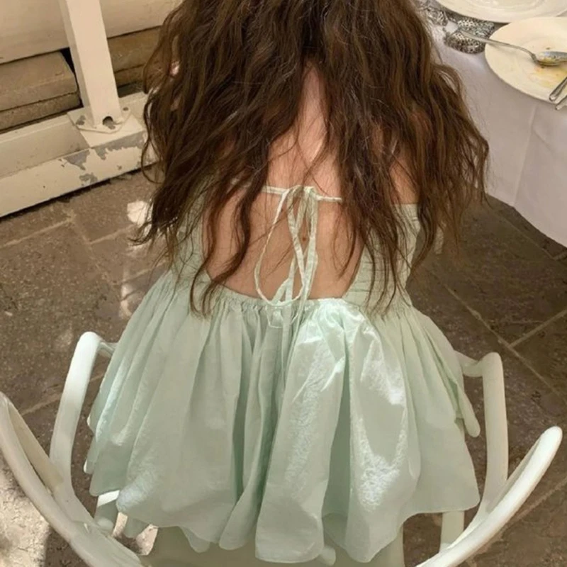 

2026 Summer Hot Selling Thin Shoulder Strap Pleated Back Strap A-line Loose Suspender Top for Women