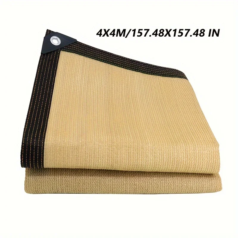 شبكة تظليل سميكة من البولي إيثيلين، شراع من الأشعة فوق البنفسجية باللون البيج لحديقة ساحة الفناء، مظلة شمسية متينة من البولي إيثيلين، حماية من أشعة الشمس في الهواء الطلق