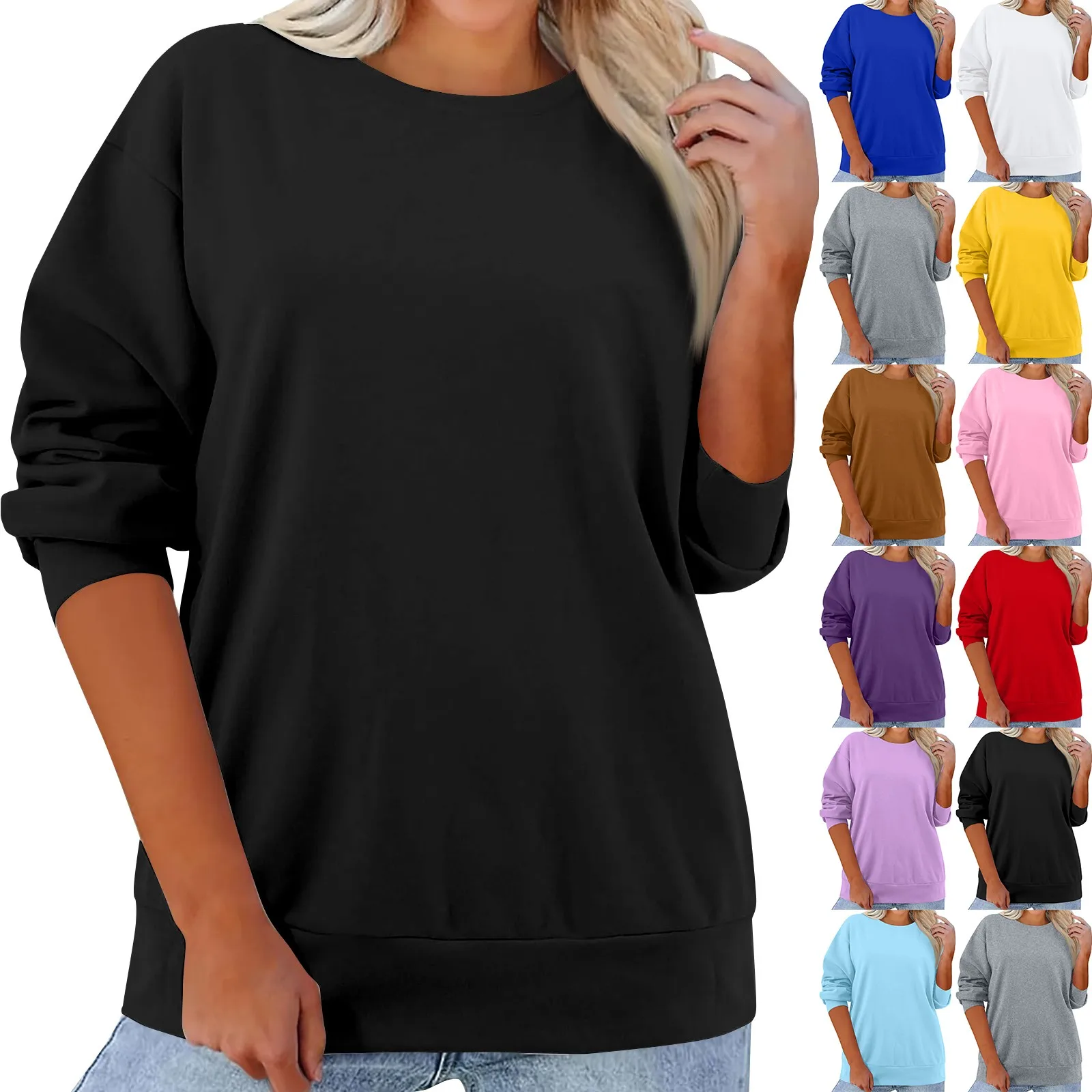 y2k Casual Solid Sporty Women's Pullover, Round NeckLong Sleeve Daily Wear 2024 Women Pullover Spring Summer sudaderas de mujer