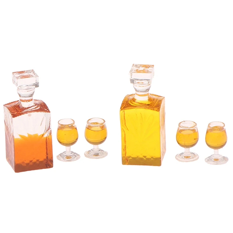 3pcs/set 1/12 Dollhouse Miniature Simulation Wine Bottle Wine Glass Model Toys
