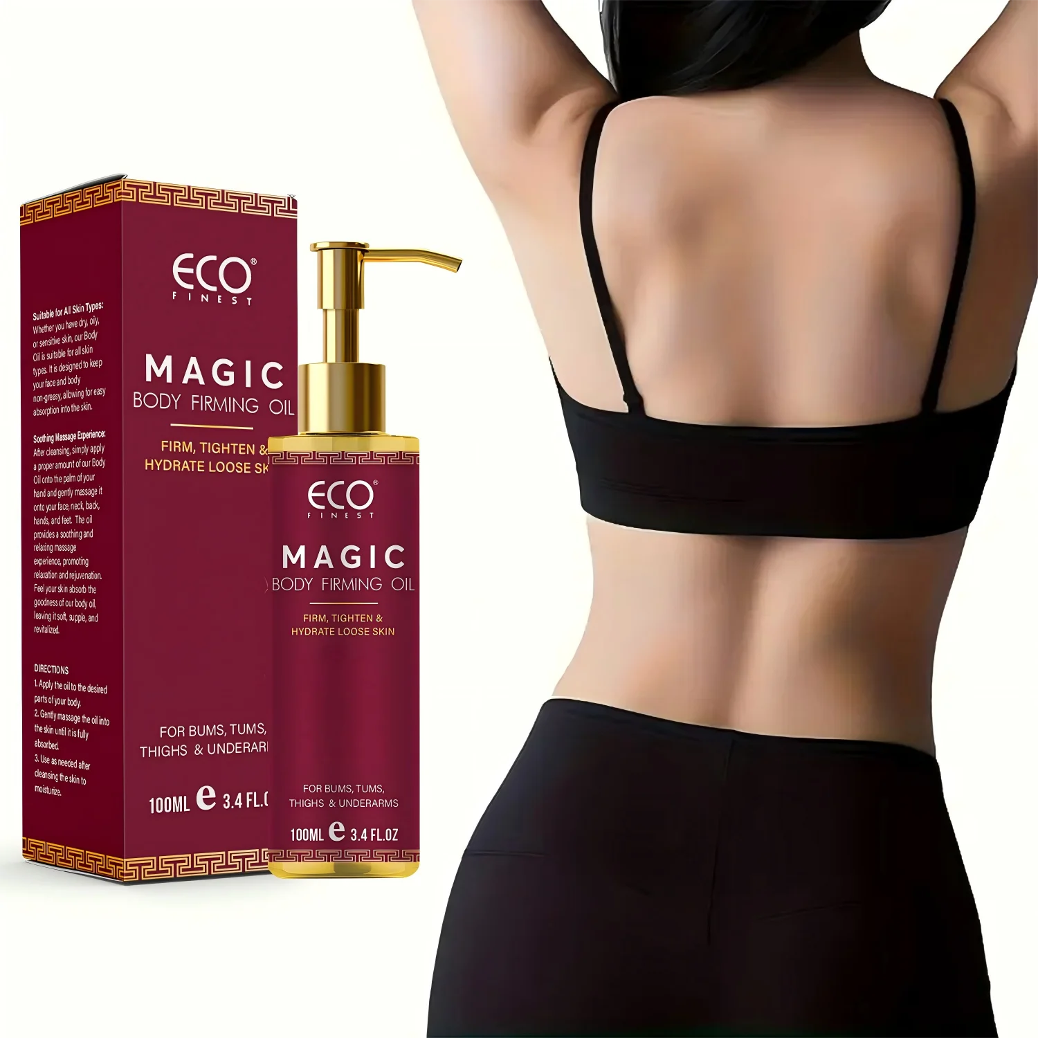 

ECO FINEST-Magic Luxury Укрепляющее масло для тела 100 мл Усилитель эластичности кожи Увлажняющее масло для бюста, живота, бедер