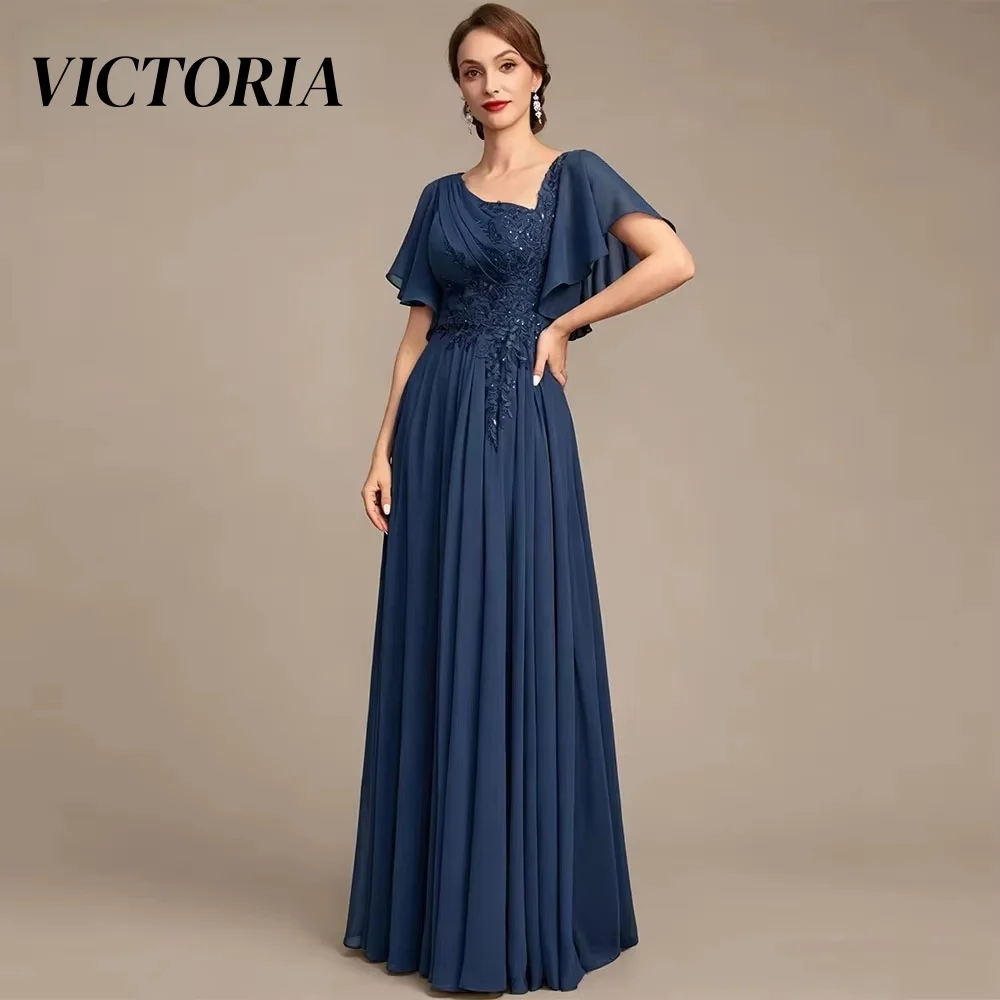 VICTORIA  Simple A-line Asymmetrical One-Shoulder  Maxi Illusion Skirts Beading Chiffon Mother Of The Bride Dresses Customized