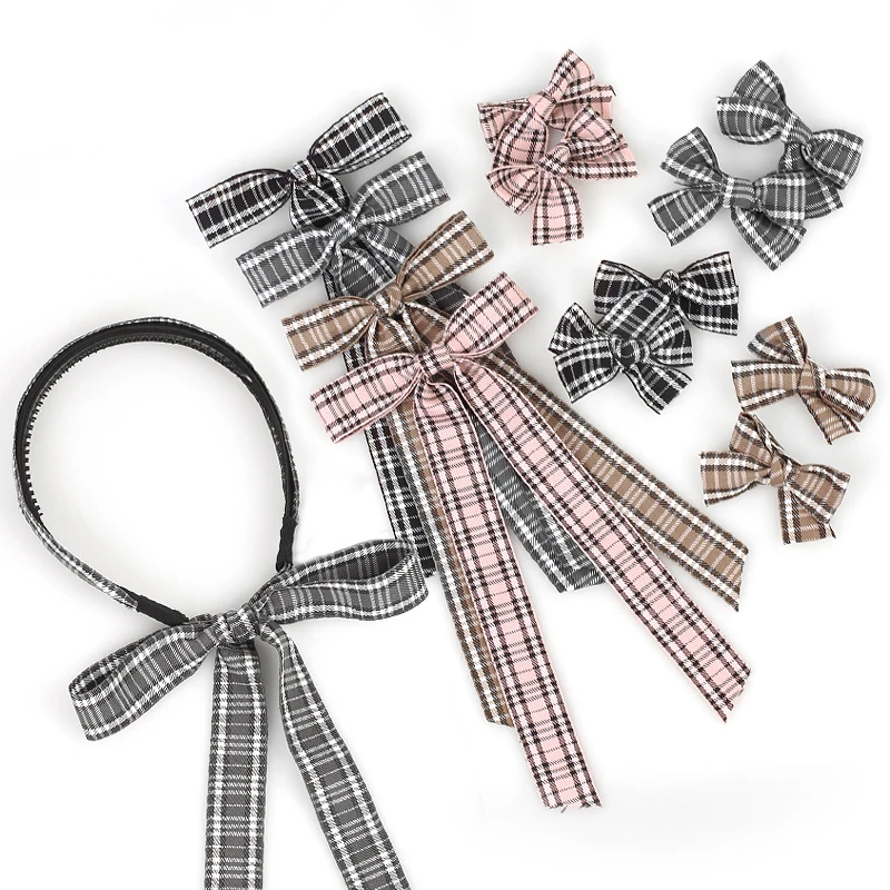 

Fashion Baby Children New Plaid Bow Elegant Headband Casual Elastic Hairband Hair Accessories Baby Clip
