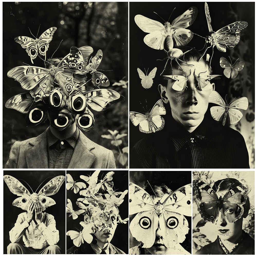 

Nightmare Of The Moth Swarm,Vintage Photography Art,Poster And Print,Horror Moth Gothic Wall Art,Canvas Painting,Home Decoration