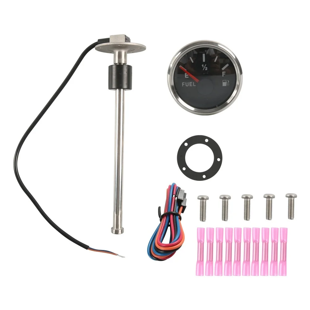 Fuel Level Sensor Kit 52mm and 8 Inch Gauge for RV Boat Yacht Auto for tractor Farm Machinery Compatible with Diesel Water