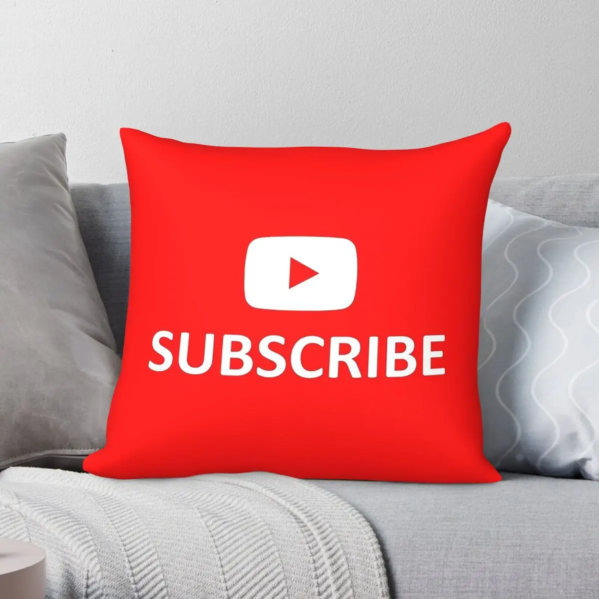 Subscribe Me Art For Content Creators Pillowcase Polyester Linen Velvet Pattern Zip Decorative Room Cushion Cover 18