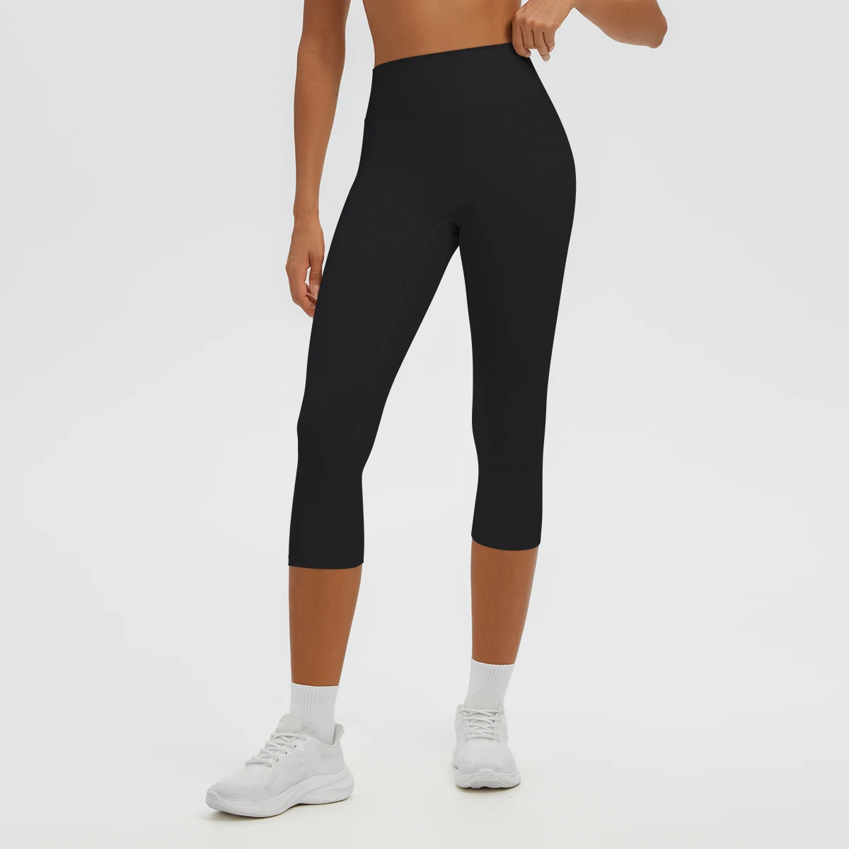 Damen-Yoga-Hosen in mittlerer Länge, einfarbig, mit hoher Dehnbarkeit, Damen-Leggings, Capri-Hosen, für Sommer, Sport, Fitnessstudio, Outdoor-Aktivitäten, Laufen, Damen-Hosen. – Detail 11