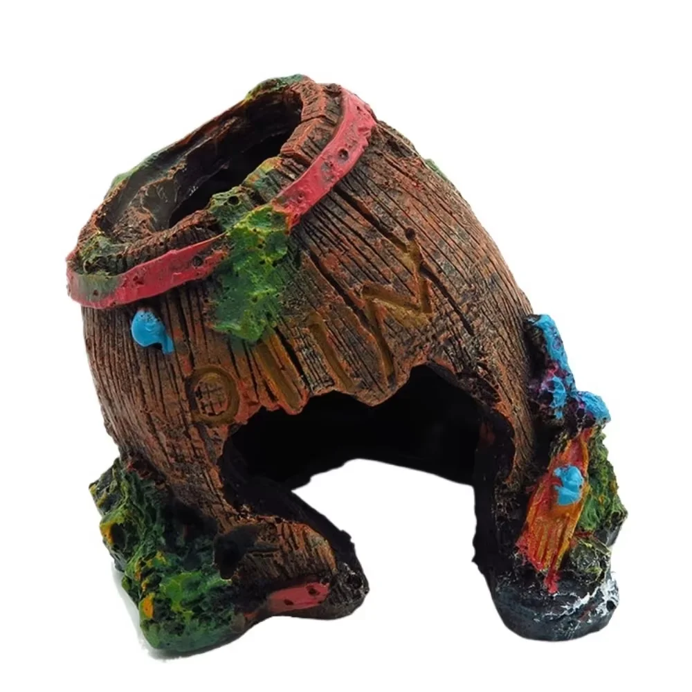 حوض السمك الاصطناعي برميل كهف الراتنج الحلي الزينة المناظر الطبيعية اكسسوارات لخزان الأسماك حوض السمك لوازم الديكور #3