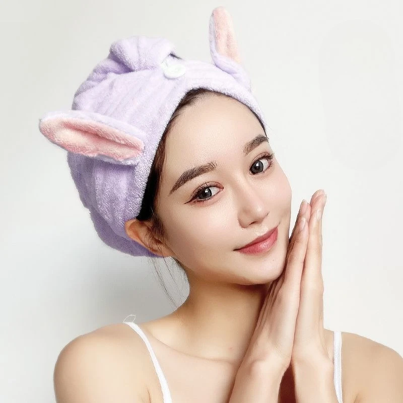 Dry Hair Towel Household Double-layers Waterproof Thick Women's Oilproof Shampoo Bathing Hat Wash Make-up Head Cover Hair Bonnet view 3