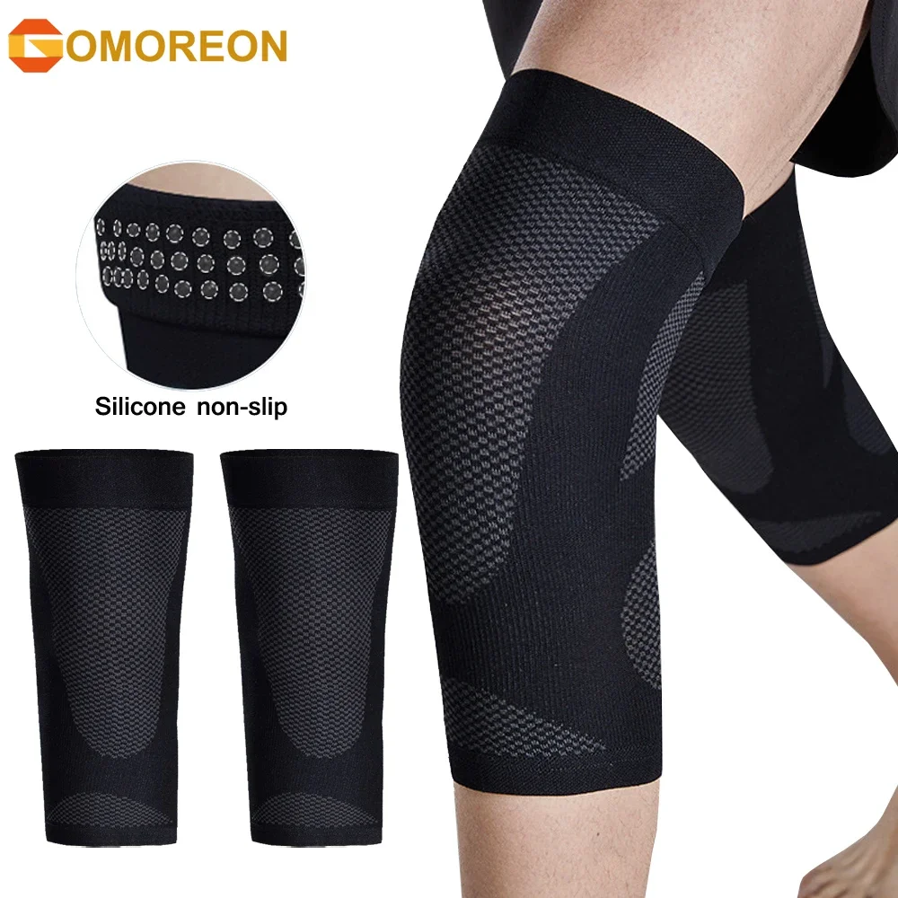 

GOMOREON 1Pair Thin Knee Brace Support Elasticated Compression Knee Sleeve Leg Arthritis Injury Bandage Sleeve