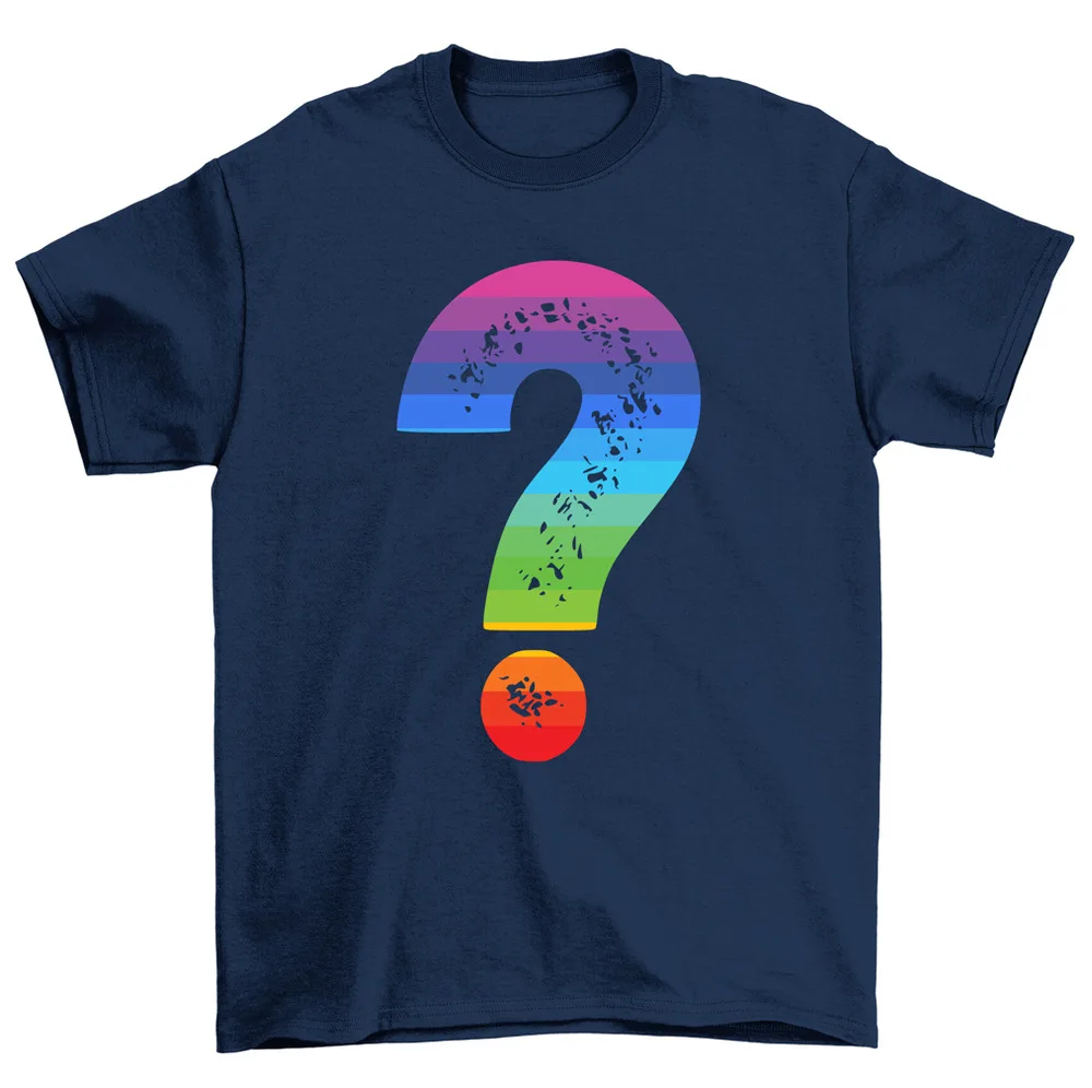 Rainbow Question Mark T-Shirt Grammar Mystery Tee Men Women High Quality 100%Cotton Short Sleeve