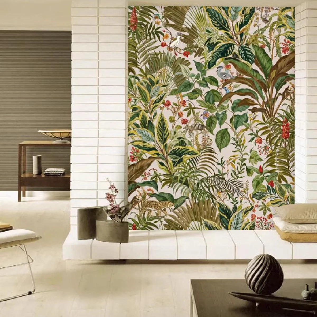 Custom wallpaper Jungle plants elephant giraffe Southeast Asian wallpaper high-end  American retro tropical wall sticker mural