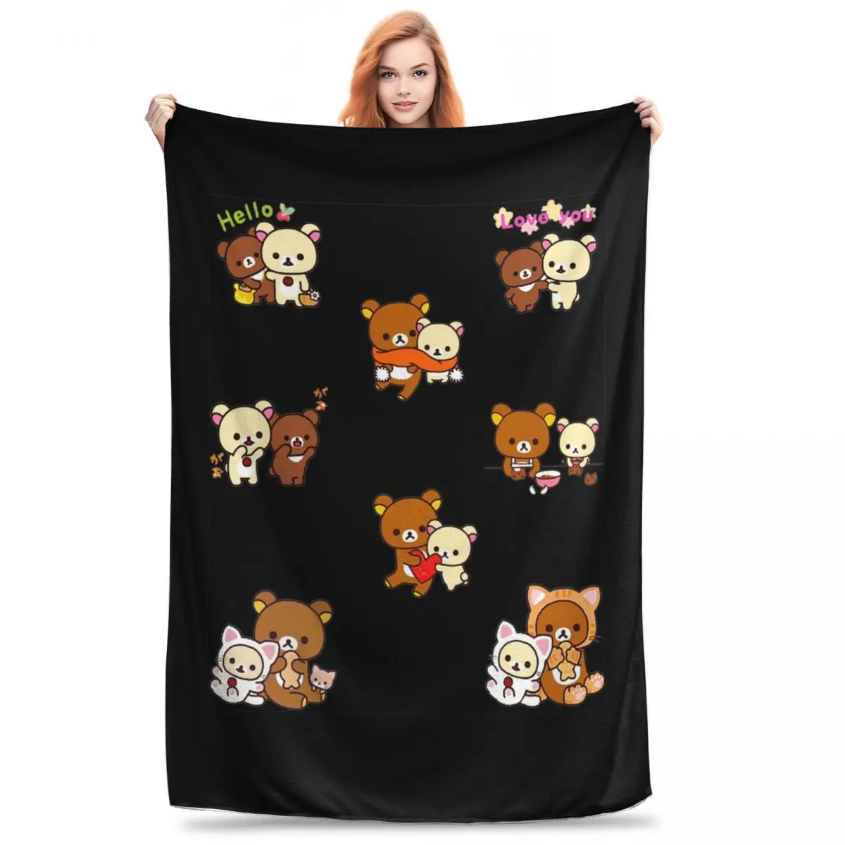 Together Milk And Mocha Cute Teddy Bears Sticker Pack Blanket Fleece Warm Sofa Throw Blankets For Couch Bedding Travel Quilt