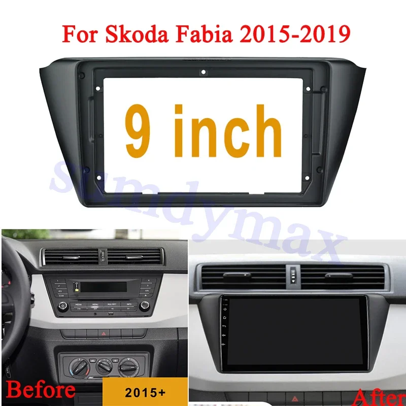 9inch 1din Car Radio Fascia For Skoda Fabia 2015-2020 Double din Radio Fascia Frame Adapter CD Panel Dash Trim Bezel