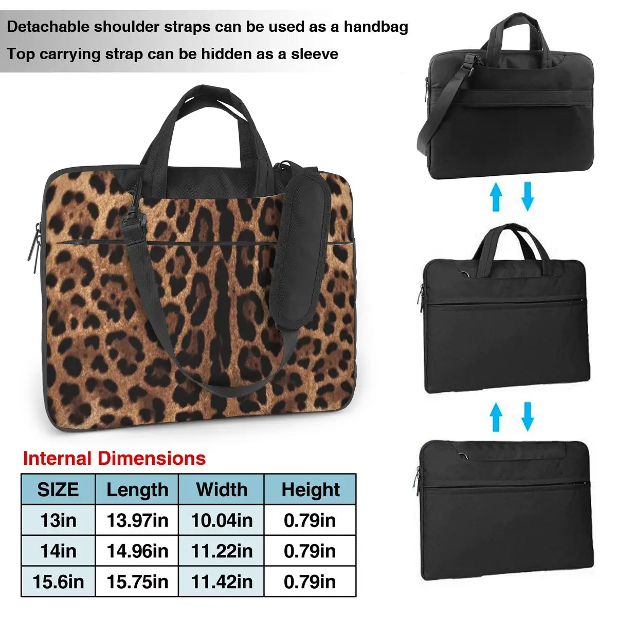 Torba na laptopa Leopard Print Wodoodporna torba na notebooka Skóra zwierzęca do Macbooka Air Acer Dell 13 14 15 Stylowa torba na komputer