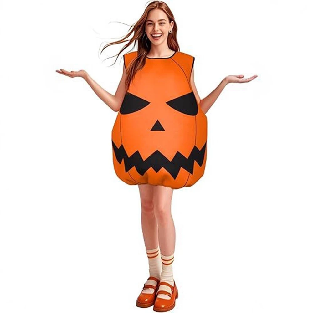 

Unisex Halloween Pumpkin Costume Cosplay Party Funny Clothes For Adult Pumpkin Jumpsuit Masquerade Role Play Women Men Pullover