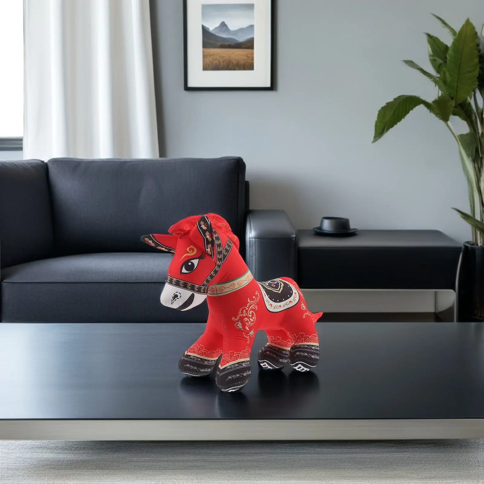 

Мягкая игрушка-лошадь 2026 года (год по китайскому зодиаку), реалистичная, для дома и офиса, праздничный новогодний сувенир, портативная, уютная