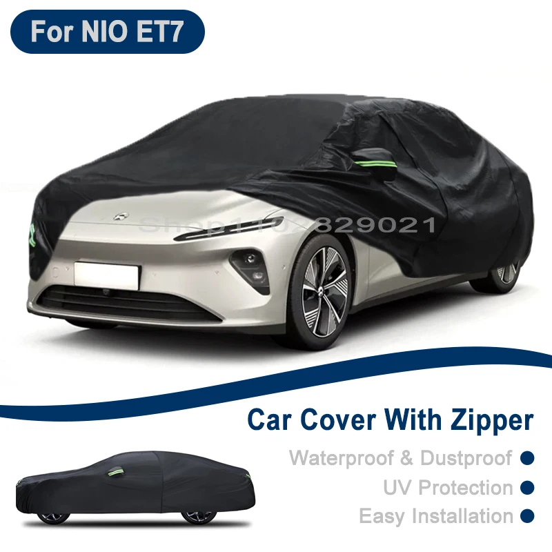 

Outdoor Full Vehicle Cover For NIO ET7 - Side Zipper Design, Waterproof Dustproof Sun Protection Car Cover