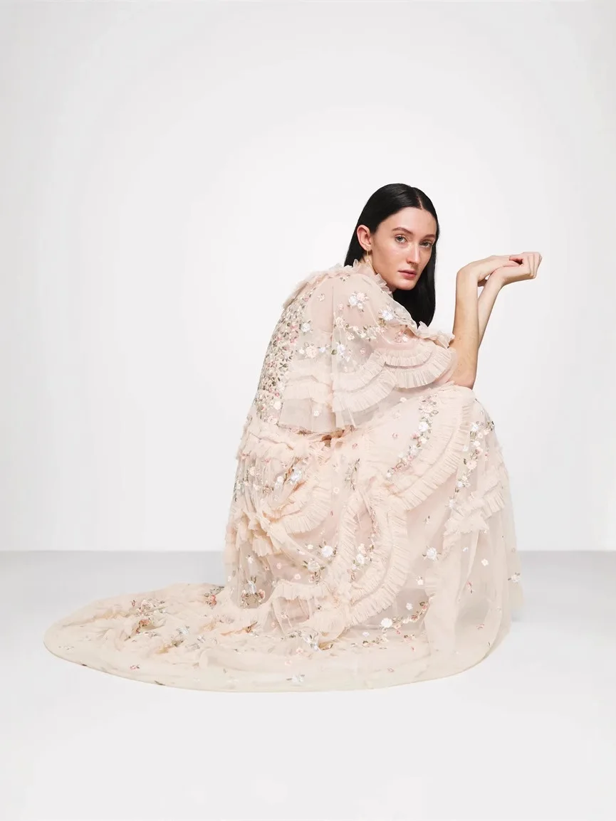 Ele bordado flor saia longa dr bolo sle godd sve net gaze verão primavera outono cintura alta ort sve