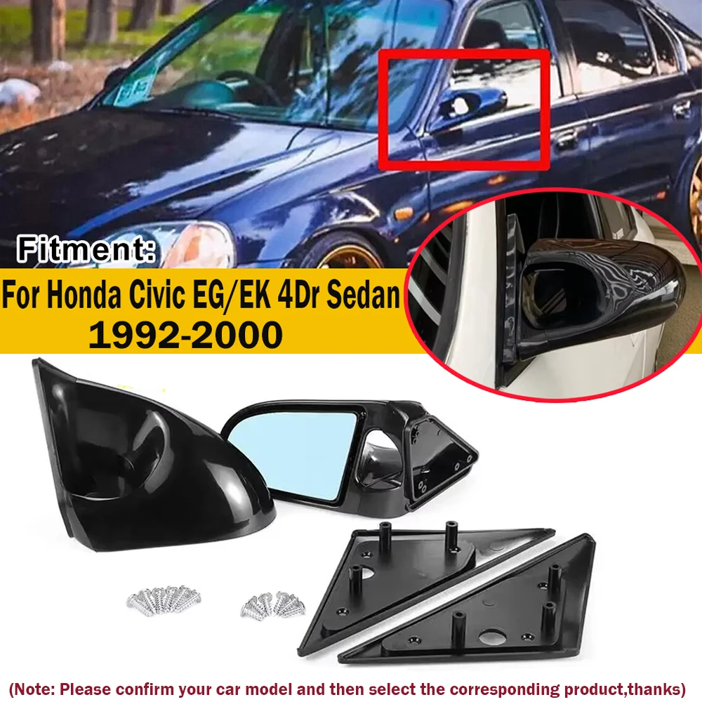 

For Honda 2x Black Manual Adjustable Rearview Mirror Civic EG/EK 4Dr Sedan 1992-2000 Spoon Style Car Door Side Wing Mirror