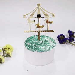 Acrylic Horse Cupcake Topper With Tie Gold silver Carousel Wedding Birthday Party Cake Decoration cupcake Decor