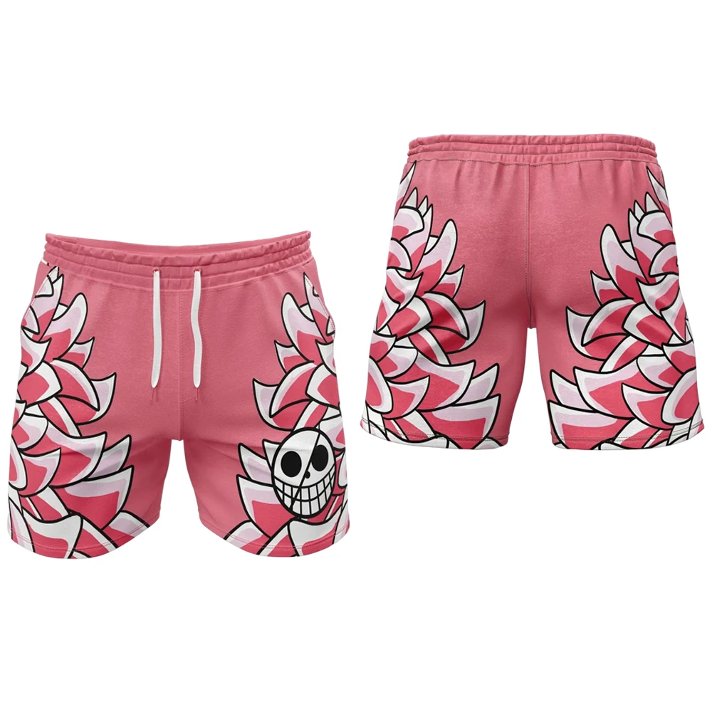 

Bandai One Piece Donquixote Doflamingo Shorts, Men Women Pink Casual Anime Streetwear Drawstring Shorts for Fans