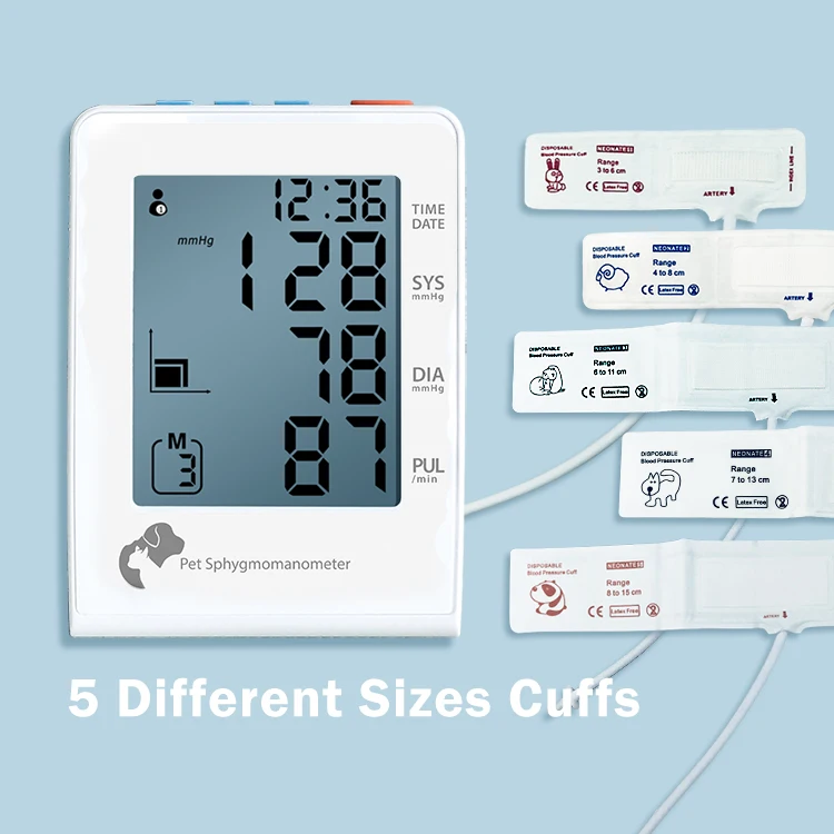 AVICHE P10E Professional Reusable Veterinary Instrument Accurate Pet Blood Pressure Monitor for Dogs and Cats 6 Cuffs