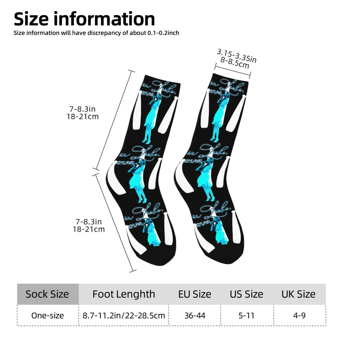 Ayliva Cool Singer Pop Music Socks Liebe Tour 2024 Stockings Autumn Non Slip Unisex Men Socks Warm Soft Printed Running Socks