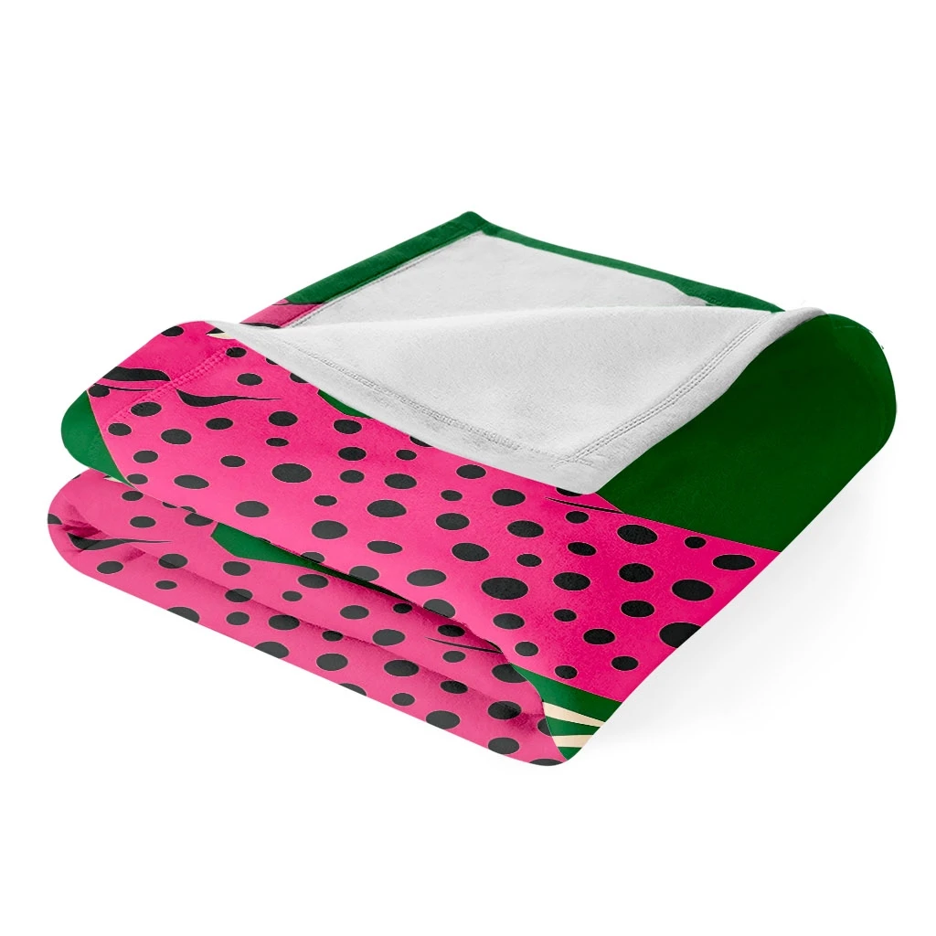 Pink Spotted Cheetah Green Background Print Flannel Throw Blanket Soft Warm Cover For Sofa Bedroom Trendy Animal Decor Gift