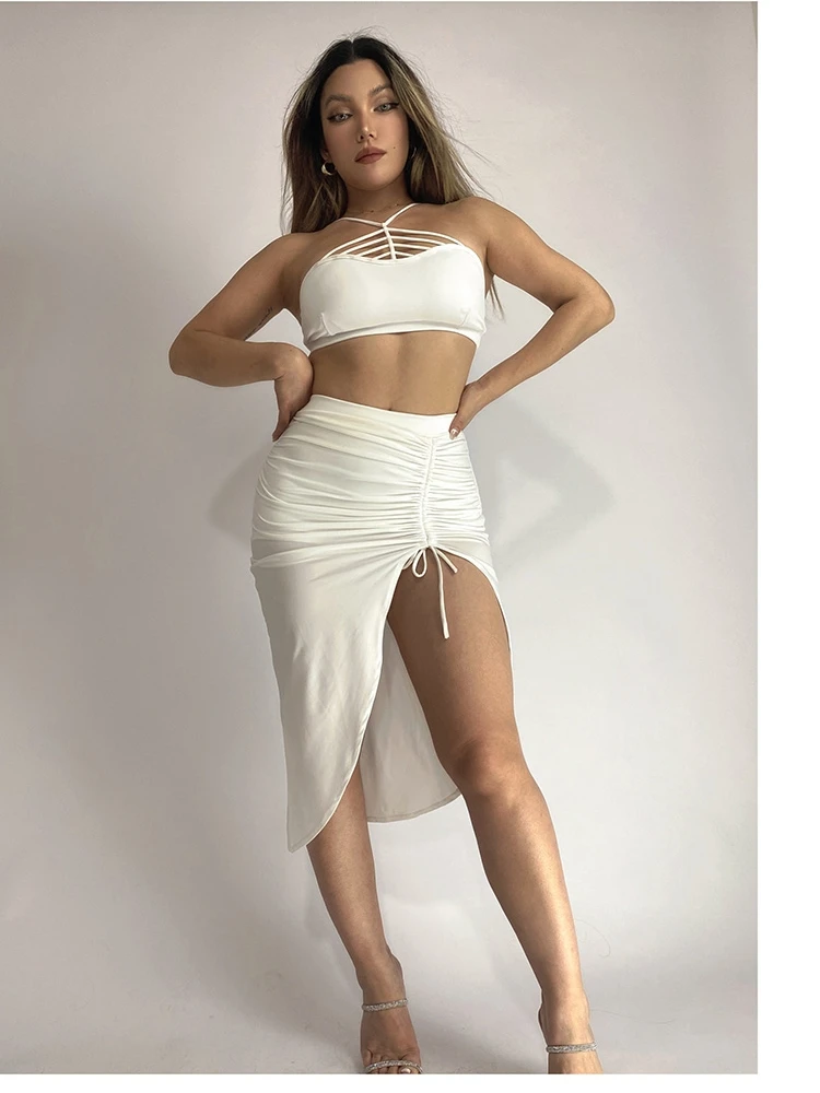 

Litwear Sexy High Waist Gathered Elastic Sports Skirt Women's Faion Creative Series Polyester Blend Fabric Spor Casual