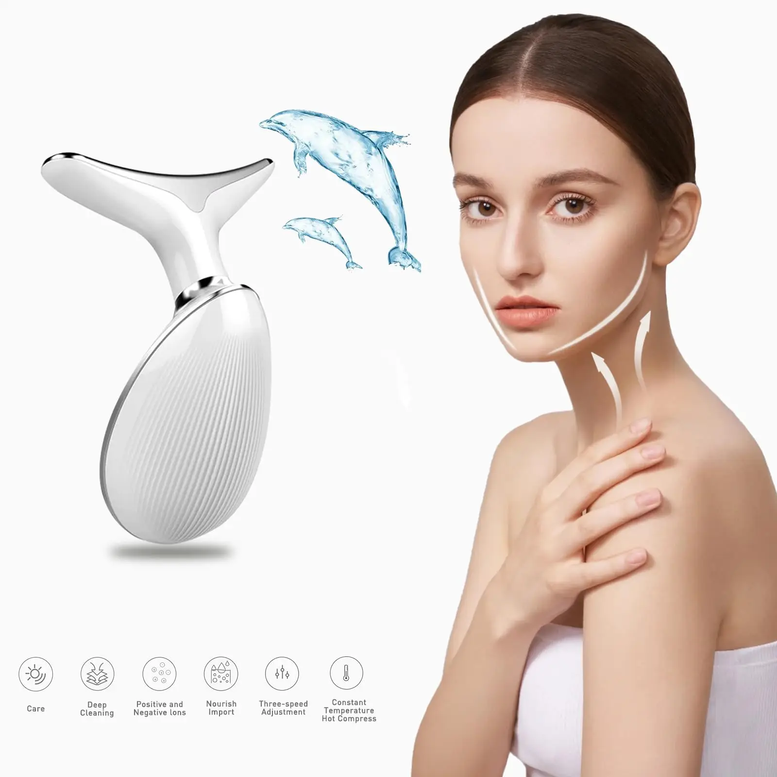EMS Collo Face Lifter Collo Face Lifting Massaggiatore Dispositivo per stringere la pelle Led Photon Therapy Antirughe Doppio mento di rimozione