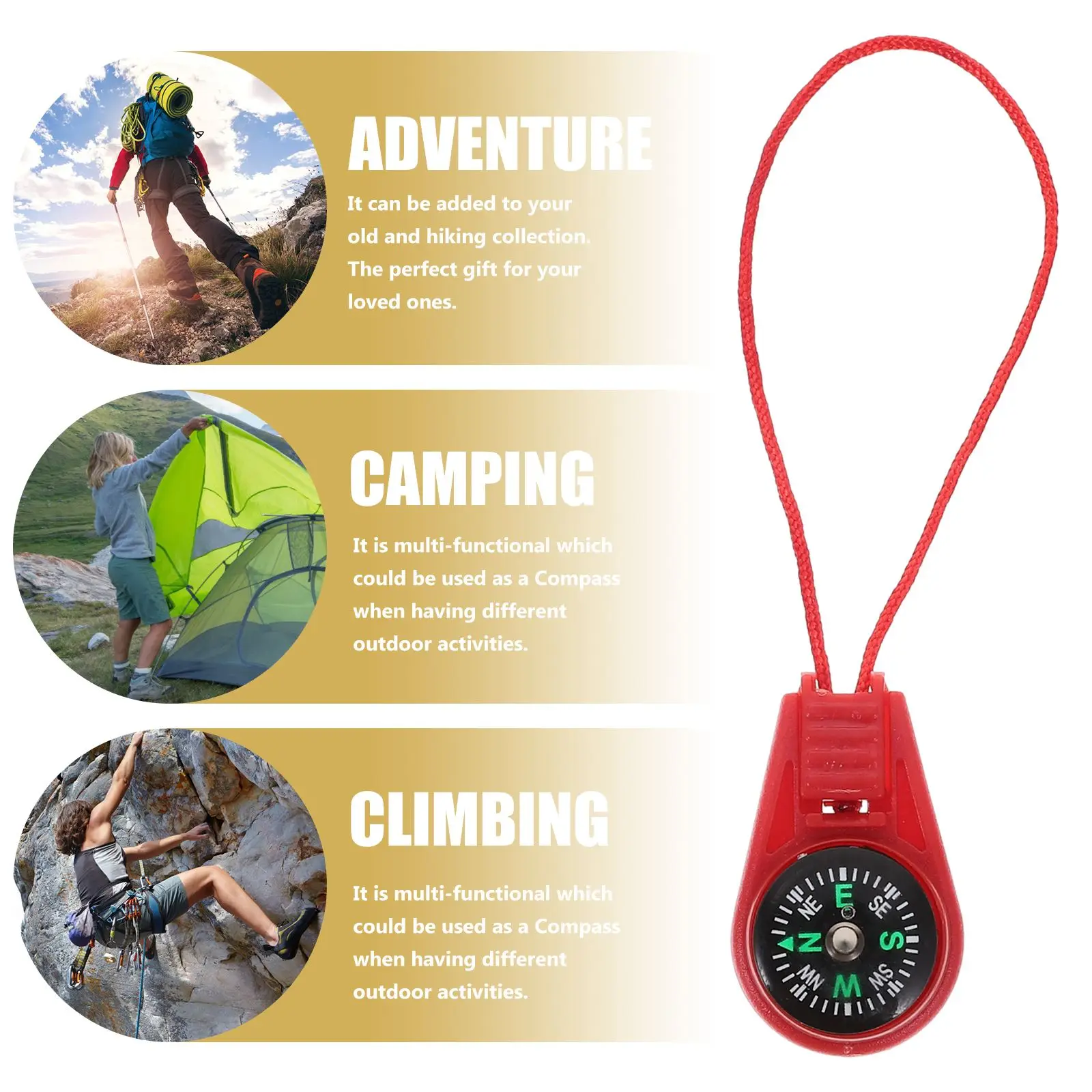 

20 Pcs Lanyard Slider Compass Portable Compact Small Keychain for Camping Zipper Pull Acrylic Abs Mini Compasses outdoor camping