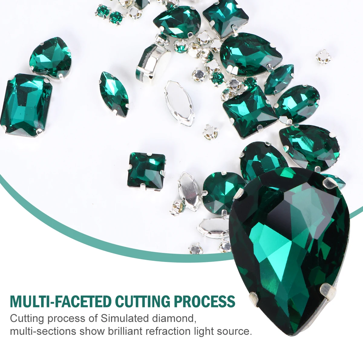 

50pcs Crystal Claw Glass Rhinestones Set Costume Teardrop for Garment Clothes Shiny Colors Hard Abrasion Resistance Easy DIY