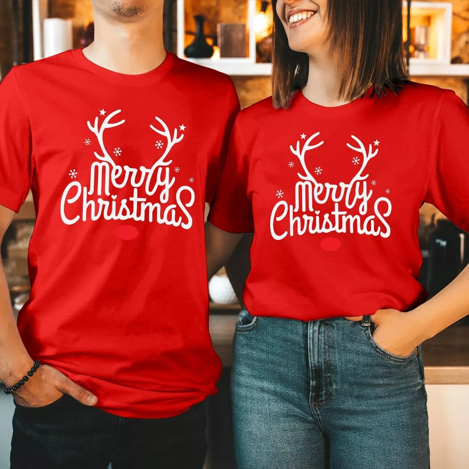 MERRY CHRISTMAS Rudolph Reindeer Red Nose Funny Xmas Gift Tshirt  Celebrating Christmas Day with a T-shirt