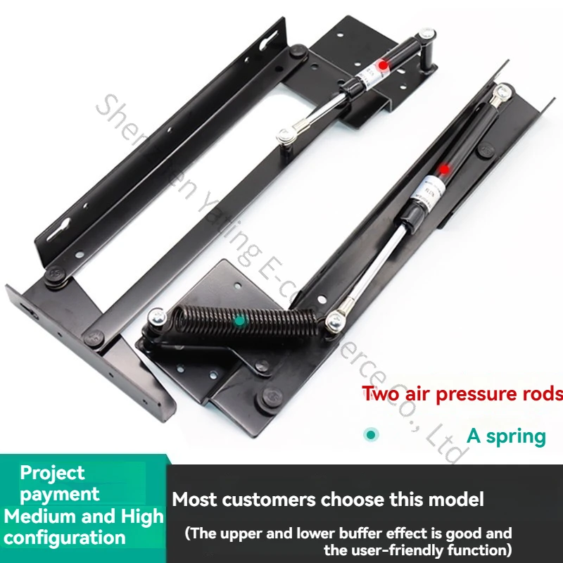 Wall-mounted entryway bench connectors; double-acting soft-close folding shoe cabinet hardware fittings.