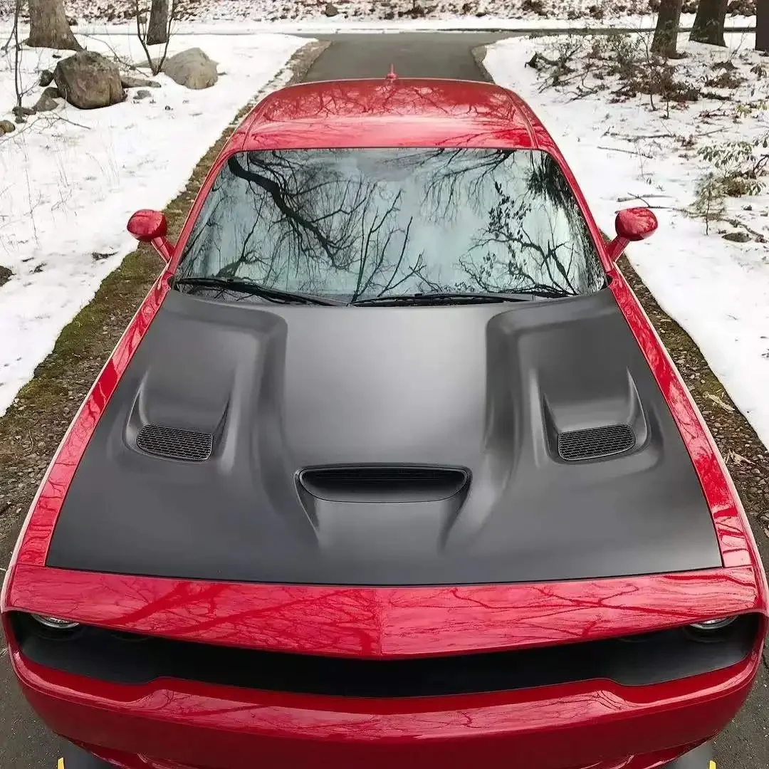 Carbon Fiber Fibre Engine Three Holes Vent Bonnet Hood for Dodge Challenger 2015+
