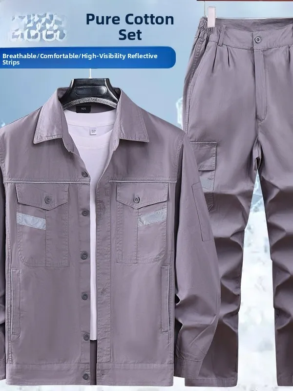 

Мужской летний тонкий хлопковый рабочий костюм: дышащий, износостойкий, для защиты при дуговой сварке, для строительства и...